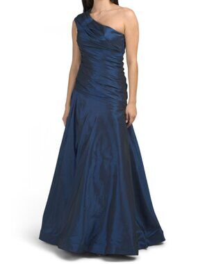 RENE BY RENE RUIZ One Shoulder Pleated Taffeta Gown